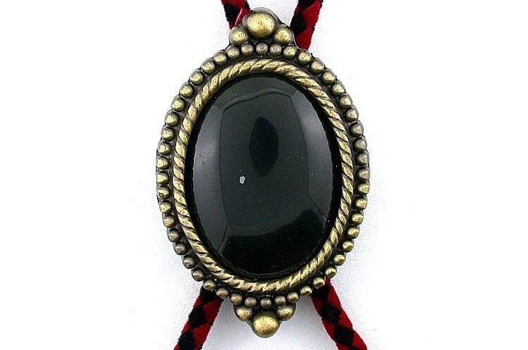 Cabujón de obsidiana ovalado con cabujón piedra preciosa bolo corbata con cordón EPBT35N-121122 Foto 2 de 3