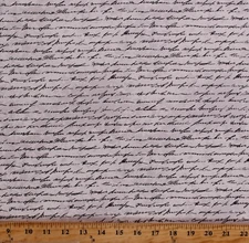 Cotton Writing Manuscript Handwriting Letters Words Fabric Print by Yard D583.70