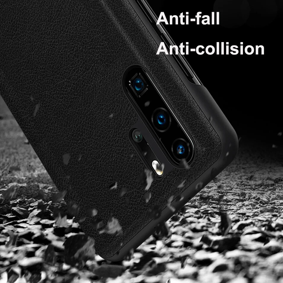 Smart View Window Flip Cover Leather Case For Huawei P40 P30 P20 Pro Lite Mate40 - Image 4 of 4