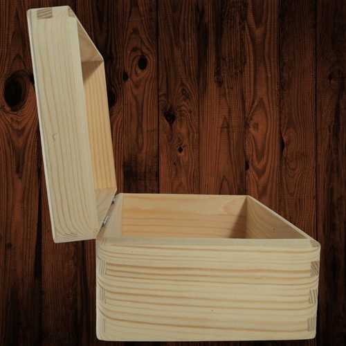 Unpainted Wooden Storage Chest 25x16x10 cm | Keepsake Box for Craft & Decoupage - Picture 5 of 12