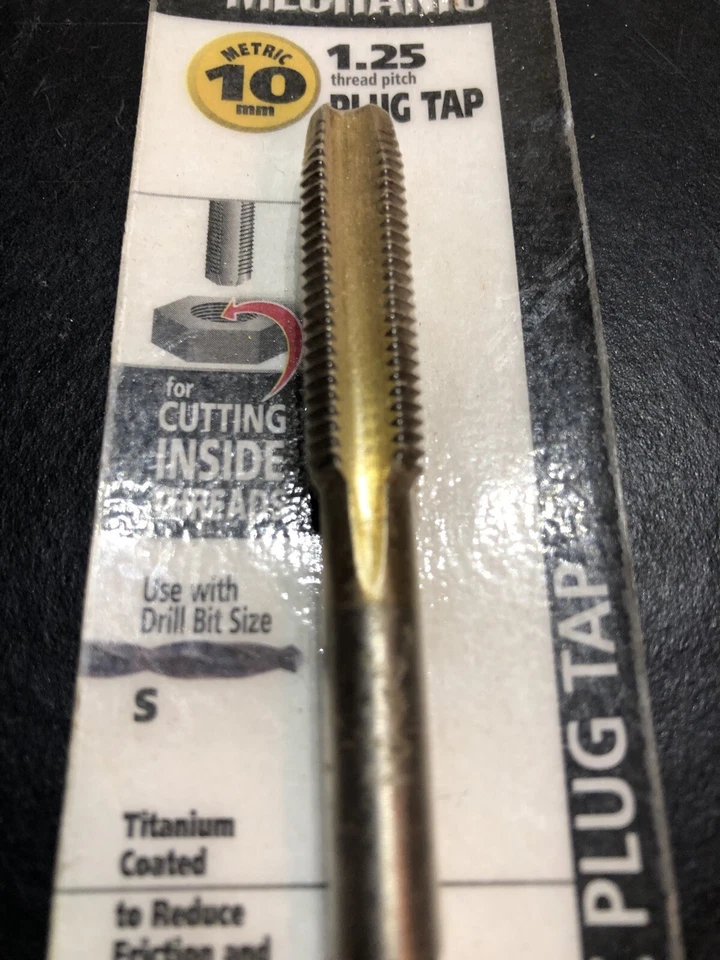 Master Mechanic 10mm X 1.25 Thread Pitch Plug Tap, #789372, Titanium Coated - Image 4 of 4