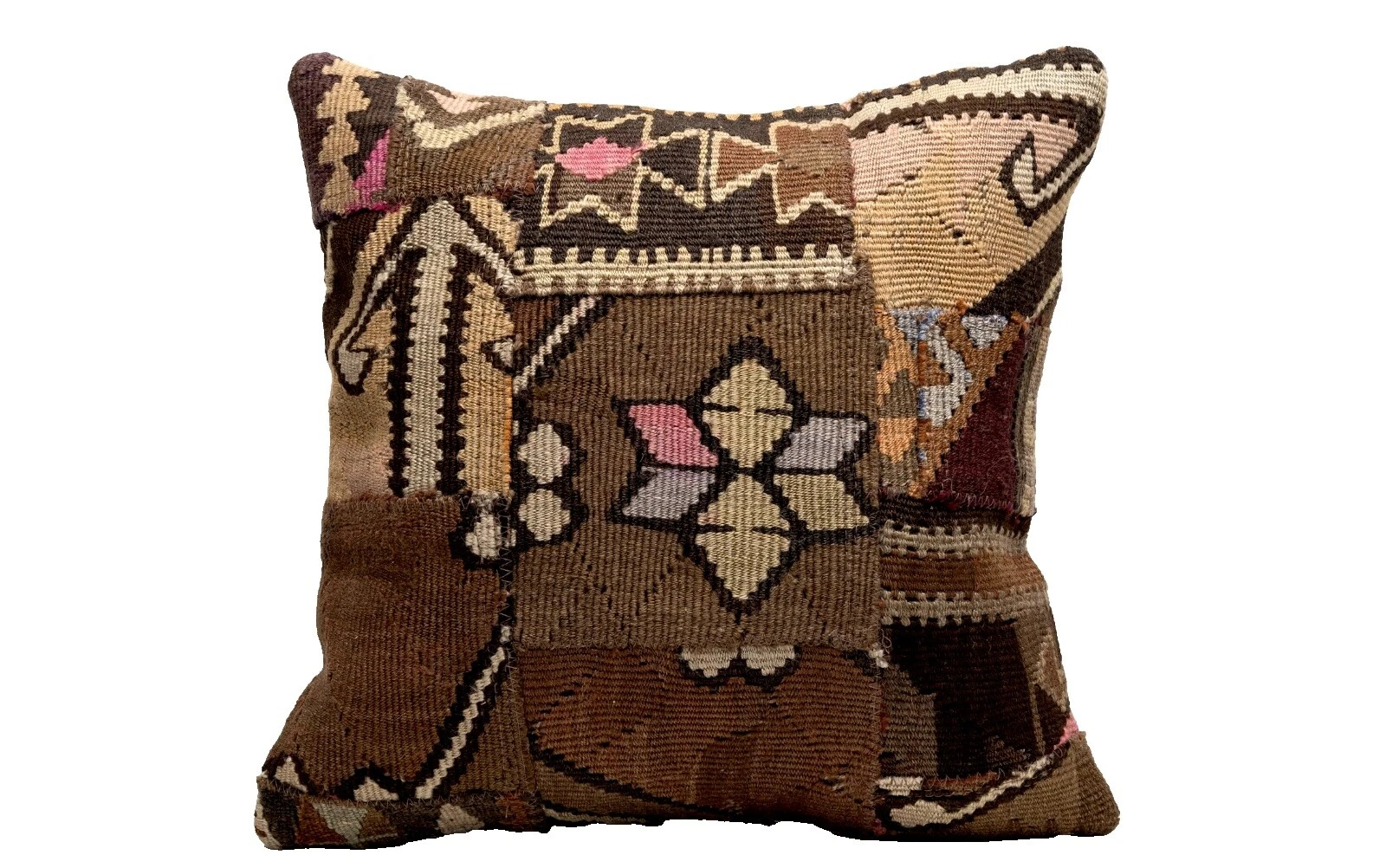 Handmade Patchwork Brown Home Décor Pillows