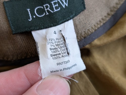 Chaqueta J Crew Mujer 4 Marrón Utilidad Cremallera Completa Cuello Bolsillos Lona Rayón - Imagen 7 de 13