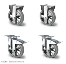 1 zestaw kół do dużych obciążeń gumowe koło szare kółka skrętne hamulec 200mm rolki transportowe