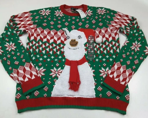 33 Degrees Smug Llama Ugly Christmas Sweater Size L