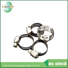 1/2"-3/4" Adjustable Stainless Steel Drive Hose Clamps Fuel Line Worm 100pcs