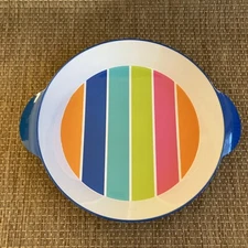 Round Melamine Serving Tray - Picnic - Multi-colored  Rainbow Made in China