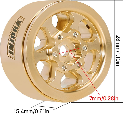 Injora 1.0 Messing Beadlock Rad -4,7 mm Offset Felge für 1/24 1/18 RC Crawler SCX24 - Bild 3 von 12