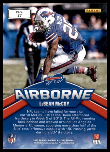 2017 Panini Rookies & Stars Airborne LESEAN MCCOY #17 BUFFALO BILLS ๐ - Foto 2 di 2