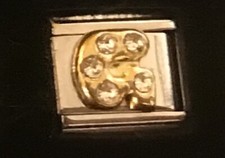 Rhinestone Letter G Italian Charm Enamel Link 9MM K47