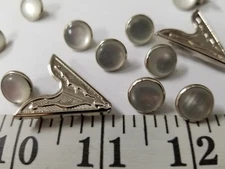 VINTAGE BUTTONS SET OF 12 SILVER METAL 2 METAL COLLAR COVERS WESTERN TUZ3691