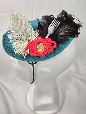 Disney Parks Little Mermaid Pillbox Fascinator with Black Feathers NWT DISNEY PARKS AUTHENTIC Little Mermaid Fascinator Hat w  main image 2
