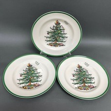 Spode Christmas Tree Dinner Plates Green Band Lot of 3 - Retail 42 each