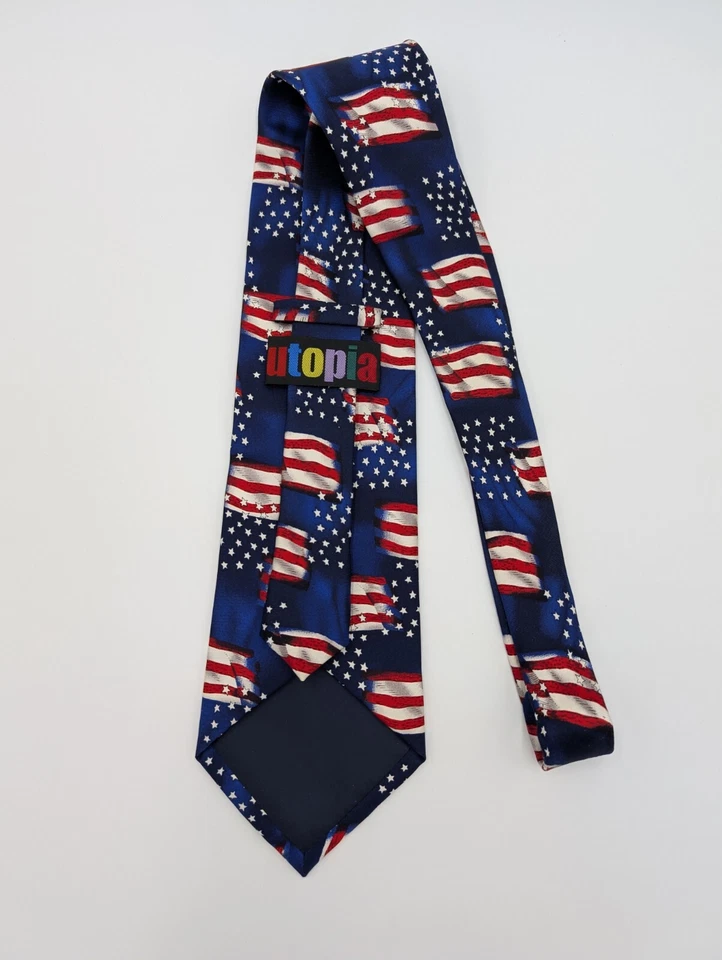 Utopía - Corbata de seda para hombre - Bandera de Estados Unidos roja/azul/blanca estrellas y rayas estadounidenses de Estados Unidos Foto 4 de 4