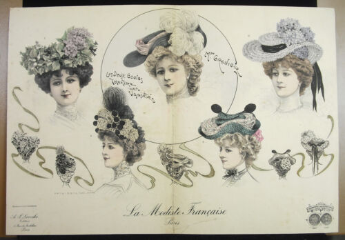 La Modiste française chapeaux Jeanne Granier Théatre varités mode original 1900 - Zdjęcie 1 z 4