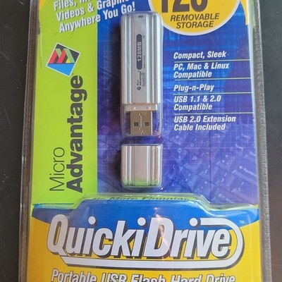 Micro Advantage QuickiDrive 128MB USB 2.0 Silver Flash Drive PC Mac Linux