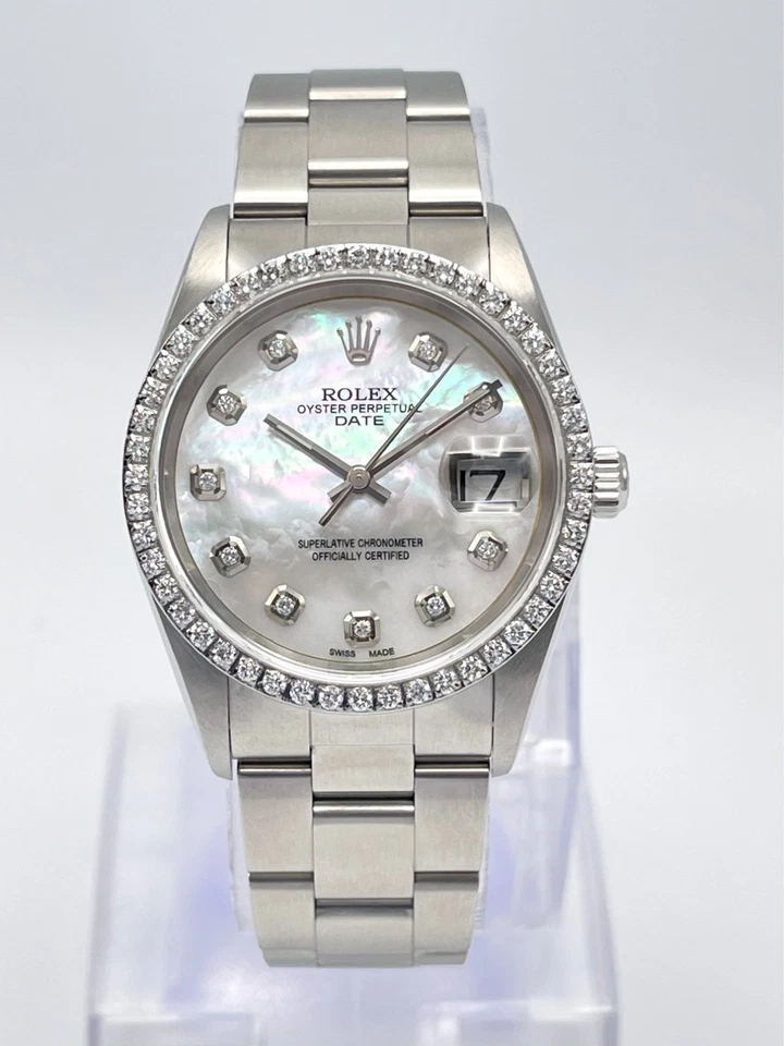 Rolex Oyster Date 34mm 15200 Pearl MOP Diamond Dial & Diamond Bezel Datejust Box - image 4 of 4