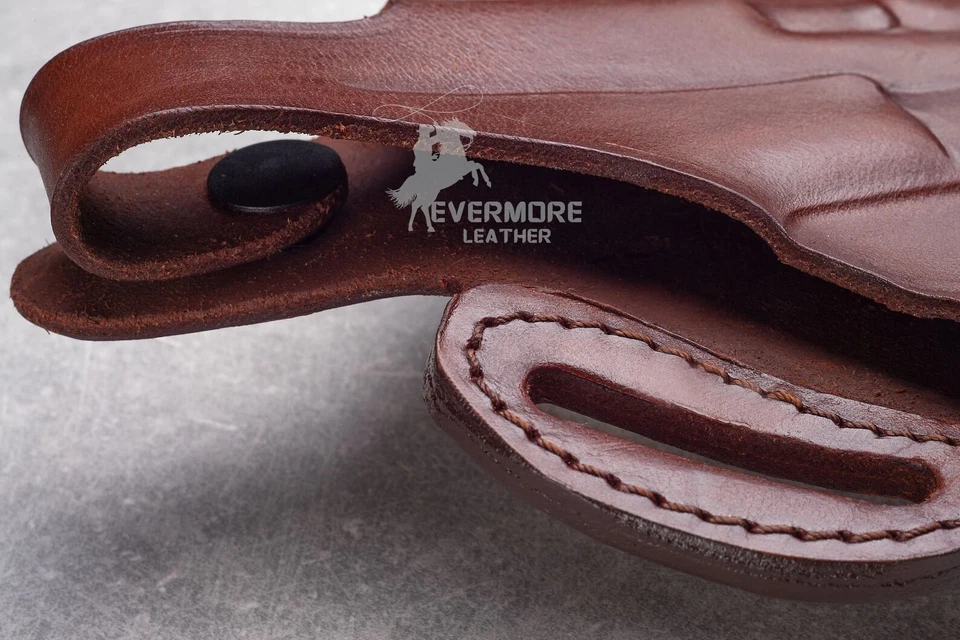 Cross Draw Leather Gun Holster - OWB Leather Holster with Steel Thumb Break. - Image 4 of 4