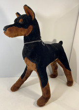 Dakin 1979 22 Inch Standing Doberman Pinscher Realistic Dog Plush with Collar