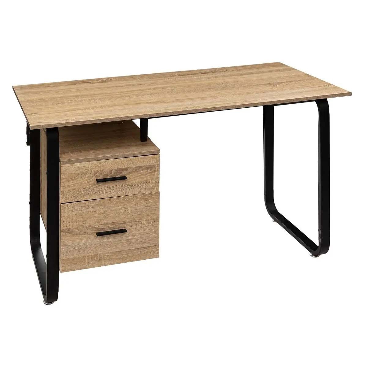Bureau caisson 120cm style scandinave avec rangements pour salon et télétravail