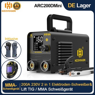 HZXVOGEN Mini STICK Schweißgerät 230V 200A E-Hand ARC Schweißgerät Inverter IGBT