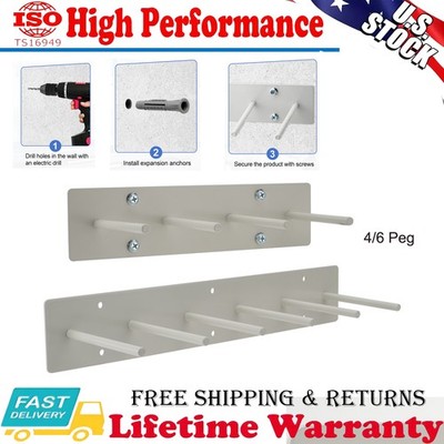 2x4/6PEG Wall Mounted Lead X-Ray Apron Rack, Peg Style Extra Long Anti-Slip