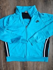 Vintage Nike Track Jacket Boys Large 12-14 Silver Tag Y2K Black Teal Full Zip