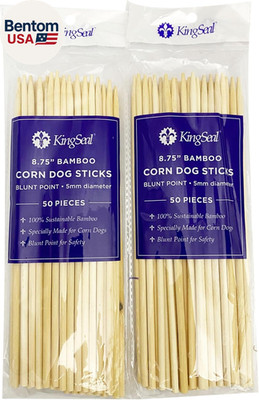 Bamboo Wood Corn Dog Skewers, Sticks, 8.75 Inches X 5 Mm Diameter, Blunt Point f