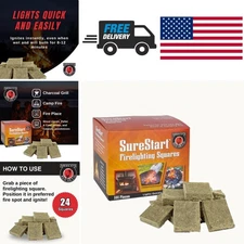 Firelighting Squares Pack of 144 for Campfires & Grills - Burns Even When Wet