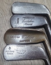 4 Antique Vintage Hickory Wood Shaft Golf Club Putters Dundee Harry Amos Bramley