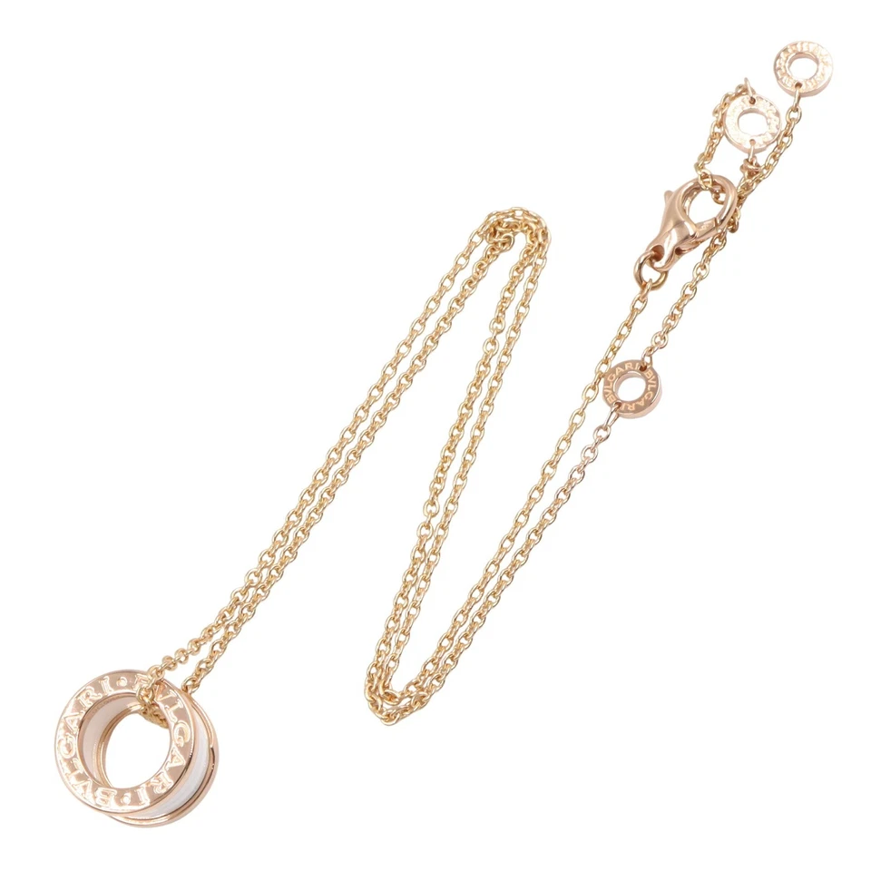 BVLGARI B-zero 1 Collar Colgante Cerámica Oro Rosa 18KPG Blanco Usado Mujer Foto 2 de 4