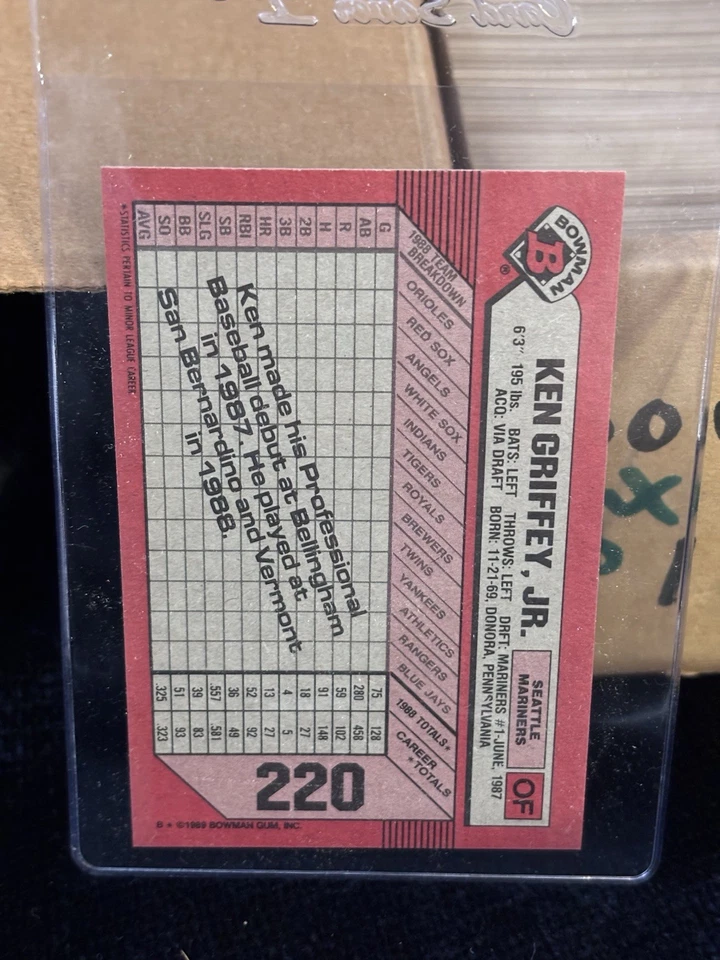Хобби-набор бейсбольных карточек 1989 Bowman в комплекте с карточкой дебютанта Кена Гриффи младшего как новые - Изображение 3 из 3