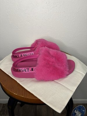 Versace Jeans Couture Pink Fluffy Sling Back Sandals
