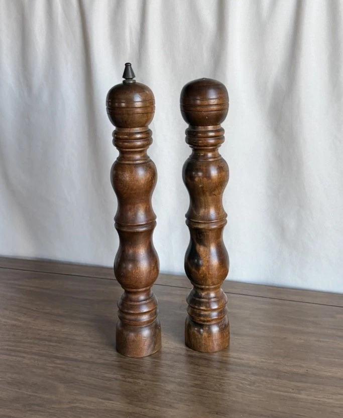 Vintage Wood Salt Shaker and Pepper Mill Set Made in Japan