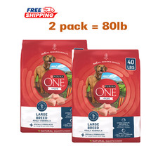 2 Pack, Purina ONE Plus Large Breed Adult Dog Dry Food - Chicken, 40lb/bag