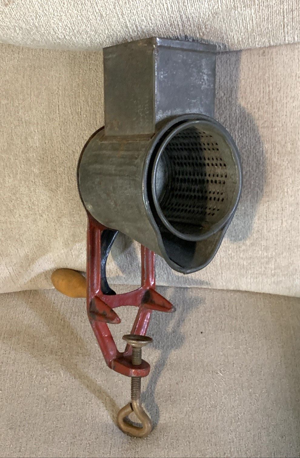 E.M.M.Y.C Vintage Food Grinder Grater Industrial Argentina Cast Iron Metal Wood