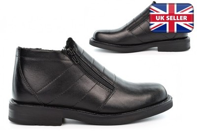 Herren Leder Stiefel Größe 6 Jungen Schulstiefel Stiefeletten weit offen warm Thermo