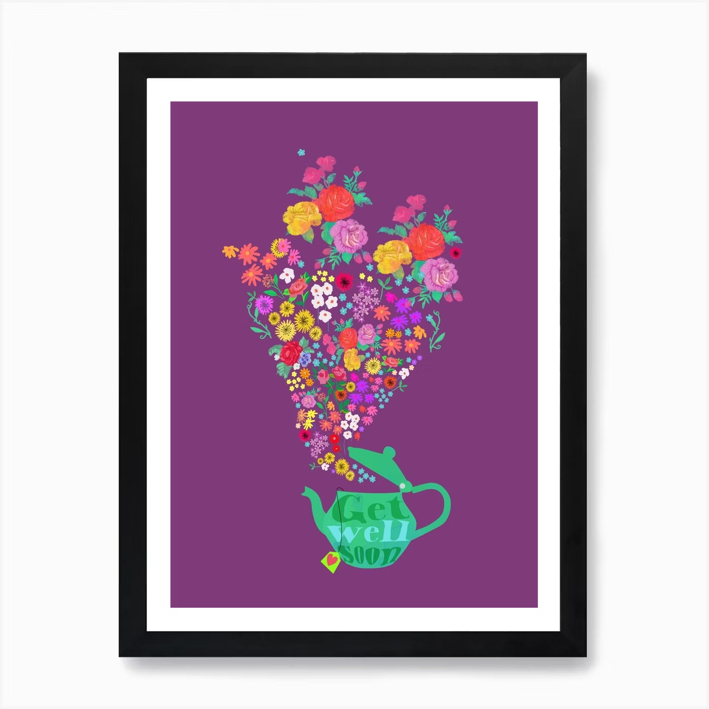 Get Well Soon Kunstdruck gerahmt Wandbild Poster Leinwanddruck Bild