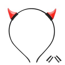 Red Ox Horns Headband - Handmade Demon Horn Headband with Clips Deveil Hairho...