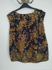 MOTHERCARE NAVY BLUE & GOLD FLORAL PRINT MATERNITY TOP. SIZE 12