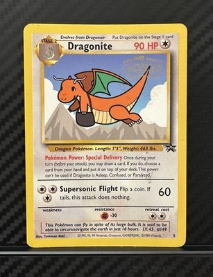 Dragonite 1999 WB Kids First Movie Promo #5 WOTC Black Star Pokemon Card