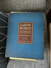 1944 Look at the World Fortune Atlas Hardcover by Richard Edes Harrison