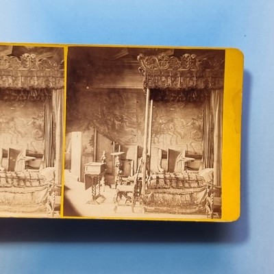 Edinburgh Stereoview 3D um 1870 Echtfoto Holyrood Mary Scots Queen Bed Schottland