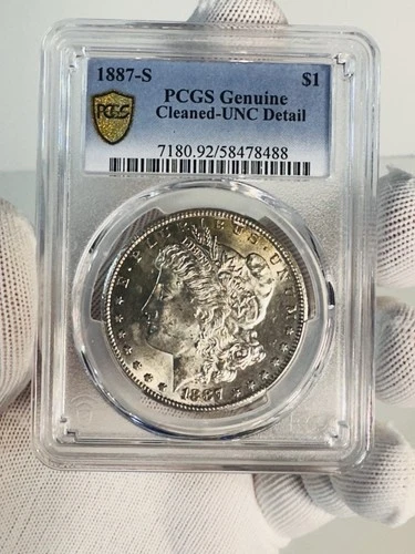 1887-S PCGS Genuine Cleaned-UNC Detail Morgan Silver Dollar $1