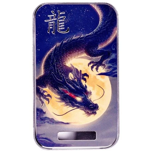 2026 Color Lucky Dragon Yèqióng Silver Bar 1 Troy Oz .999 Fine Art Bar PRESALE
