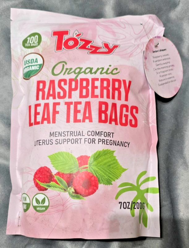 Tozzy Organic Raspberry Leaf Tea Bags - 100 Ct. (Labor Prep & Menstrual Comfort)
