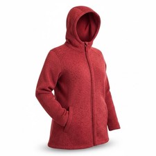 Lands End NWT Fleece Hooded Zipfront Jacket Red, Pockets, Womans SZ 2X
