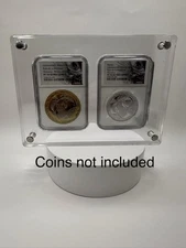 Crystal Acrylic Display Frame Show Case Storage For 2 NGC Slabs