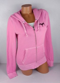 Victoria's Secret VS PINK Bling Rhinestone Diamante Hoodie Leopard Logo Medium M