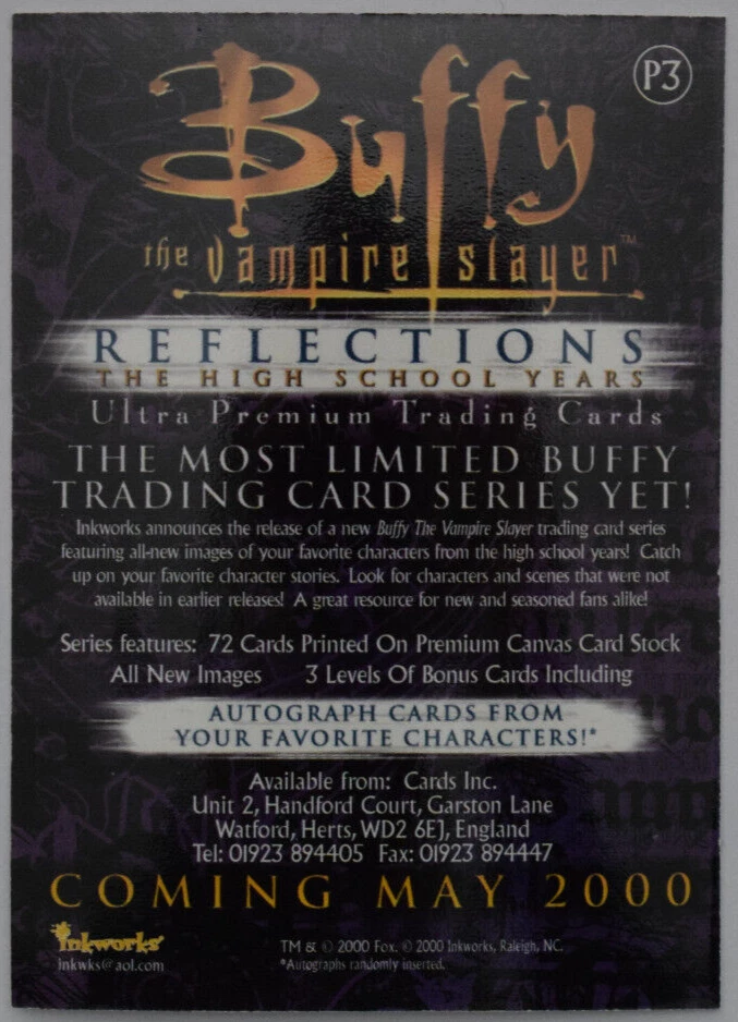 Buffy The Vampire Slayer Reflections High School Years Promo P3 Cards Inc UK - Image 2 of 2